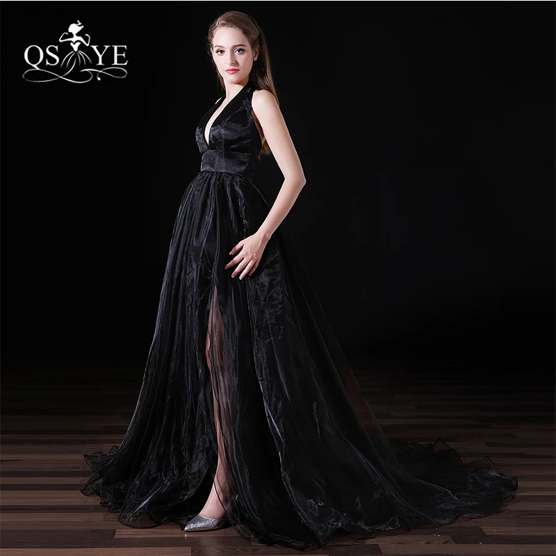 Винтажное черное Тюлевое длинное платье для выпускного вечера 2017 Robe de Soiree