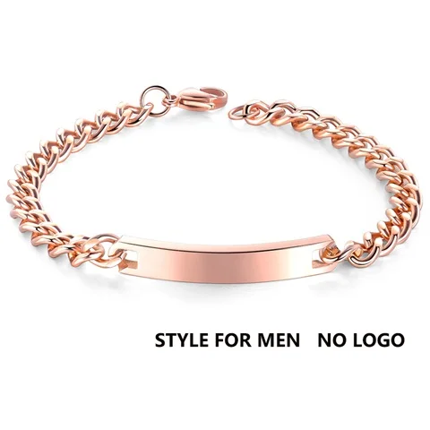 Rose Gold For Men V. YA, стиль, розовое золото, индивидуальные браслеты для пар, нержавеющая сталь, модный серебряный браслет с гравировкой для влюбленных, романтические подарки - Окраска металла: Rose Gold For Men