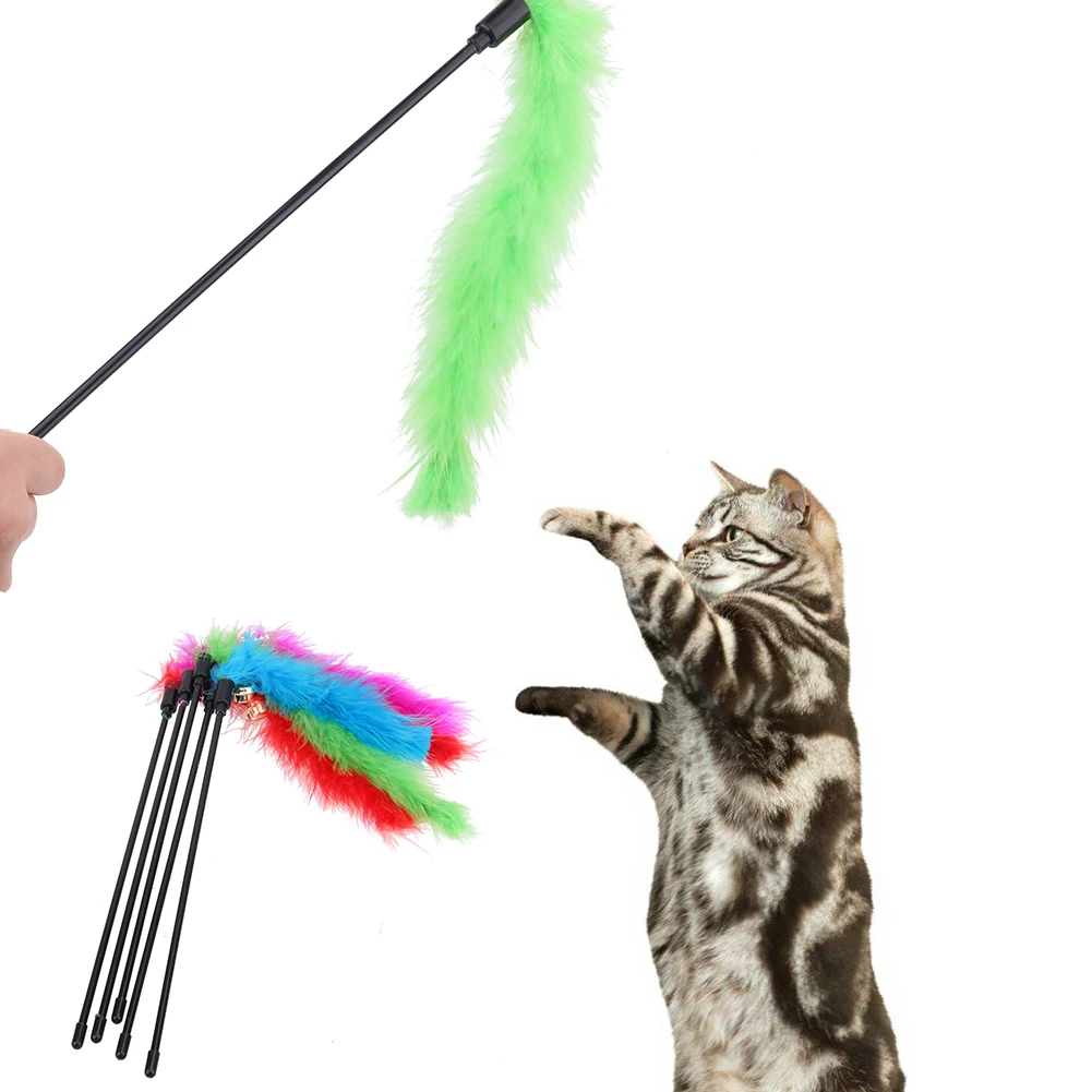 5 шт./лот 50 см кошка котенок Pet Teaser индюк перо Интерактивная палка игрушка