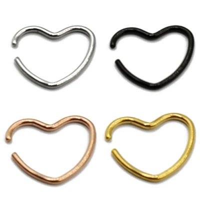 Showlove-4pcs/лот хирургические Сталь Daith в форме сердца в форме звезды ухо траг Хрящ уха серьги-улитки нос нательное пирсинг-кольцо ювелирные изделия 16g - Окраска металла: 4pcs Mix Color