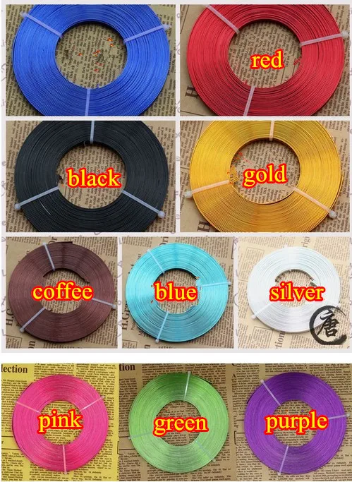 10 цветов плоская анодированная алюминиевая проволока для упаковки 5x1 мм