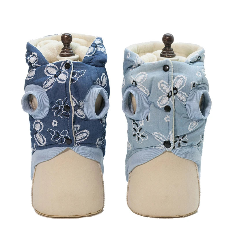 Модная одежда для собак маленьких зимние теплые хлопковые куртки с капюшоном