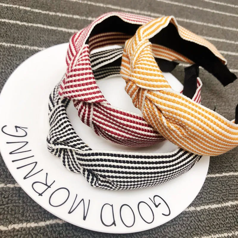 Vintage Striped Knotted Headband Knot Hairband Hair Accessories |