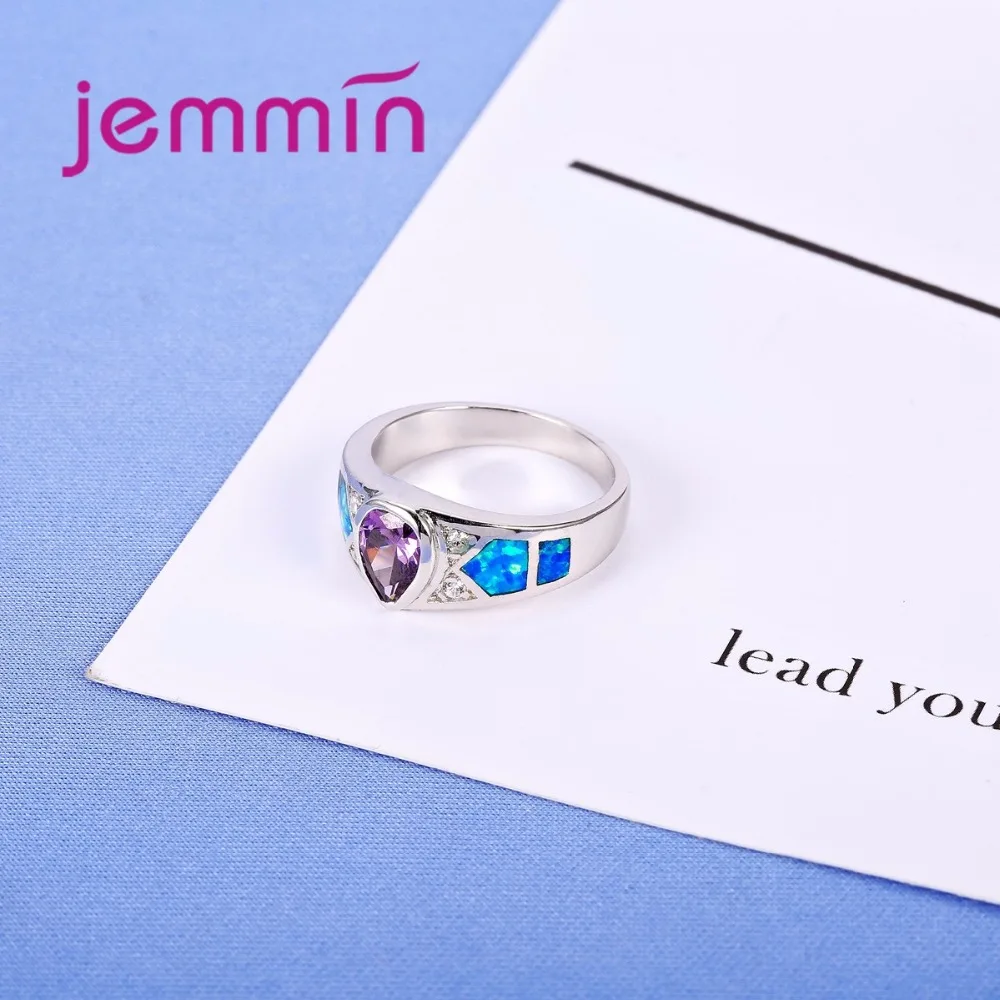 Горячее сердце Фиолетовый Кристалл огненный опал кольцо белый камень