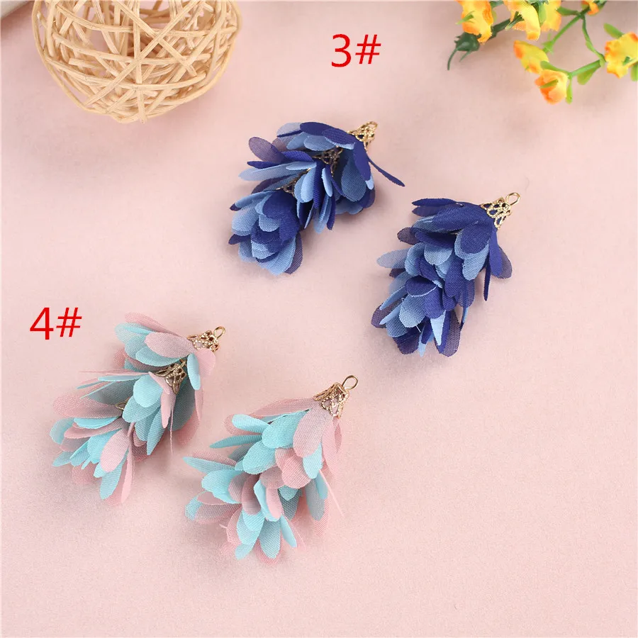 10pc/lots Woven Fabric Flower Tassels Pendants Charms For Jewelry Diy Making Crafts Bohemian Earrings Clothes Decora Accessories | Украшения