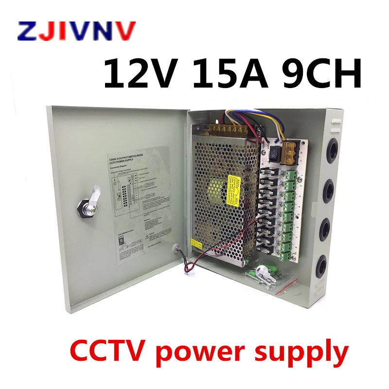 9ch канал 12В 15А CCTV Блок питания/12В 15a 180 Вт монитор питания Авто Сброс/переключатель
