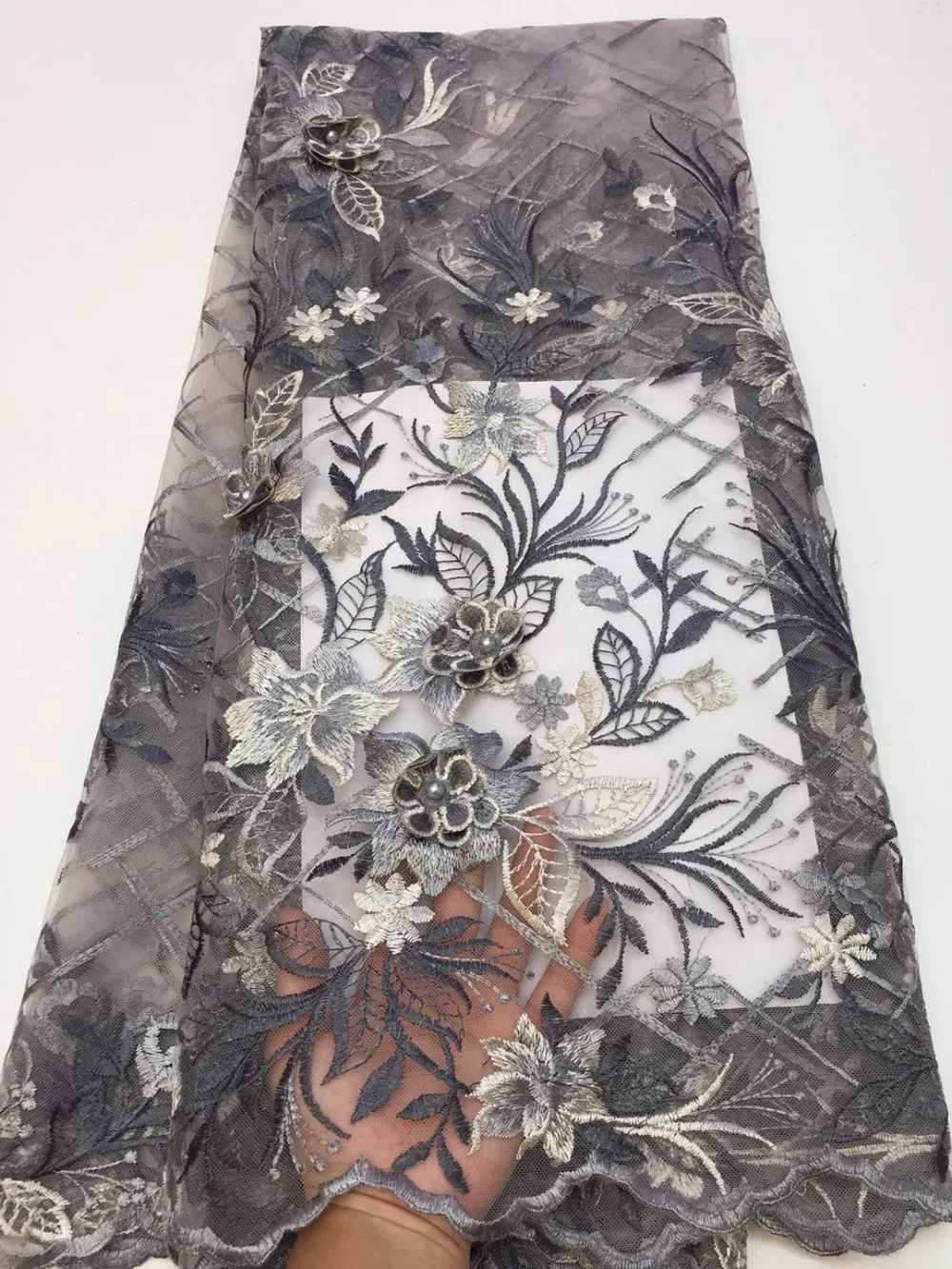 Африканская сетчатая кружевная ткань 2019 новая нигерийская вышитая бисером