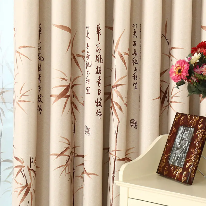 Color 2 Cloth Китайский бамбуковый дизайн, занавески, занавески для гостиной, отвесный тюль, занавески для спальни, Затемненные оконные украшения, ткань AG0022 - Цвет: Color 2 Cloth