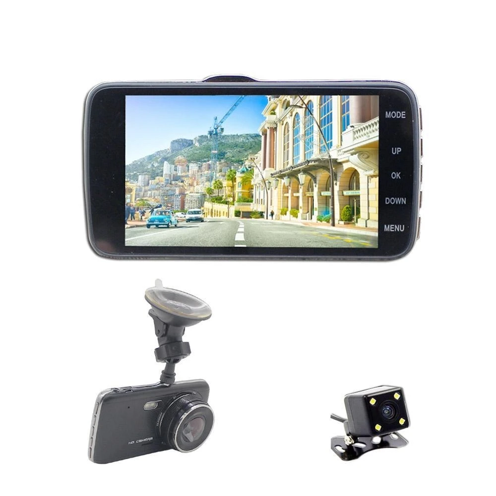 4 дюймовый IPS экран ADAS Dash Cam Full HD 1926P Автомобильная DVR камера с двумя объективами