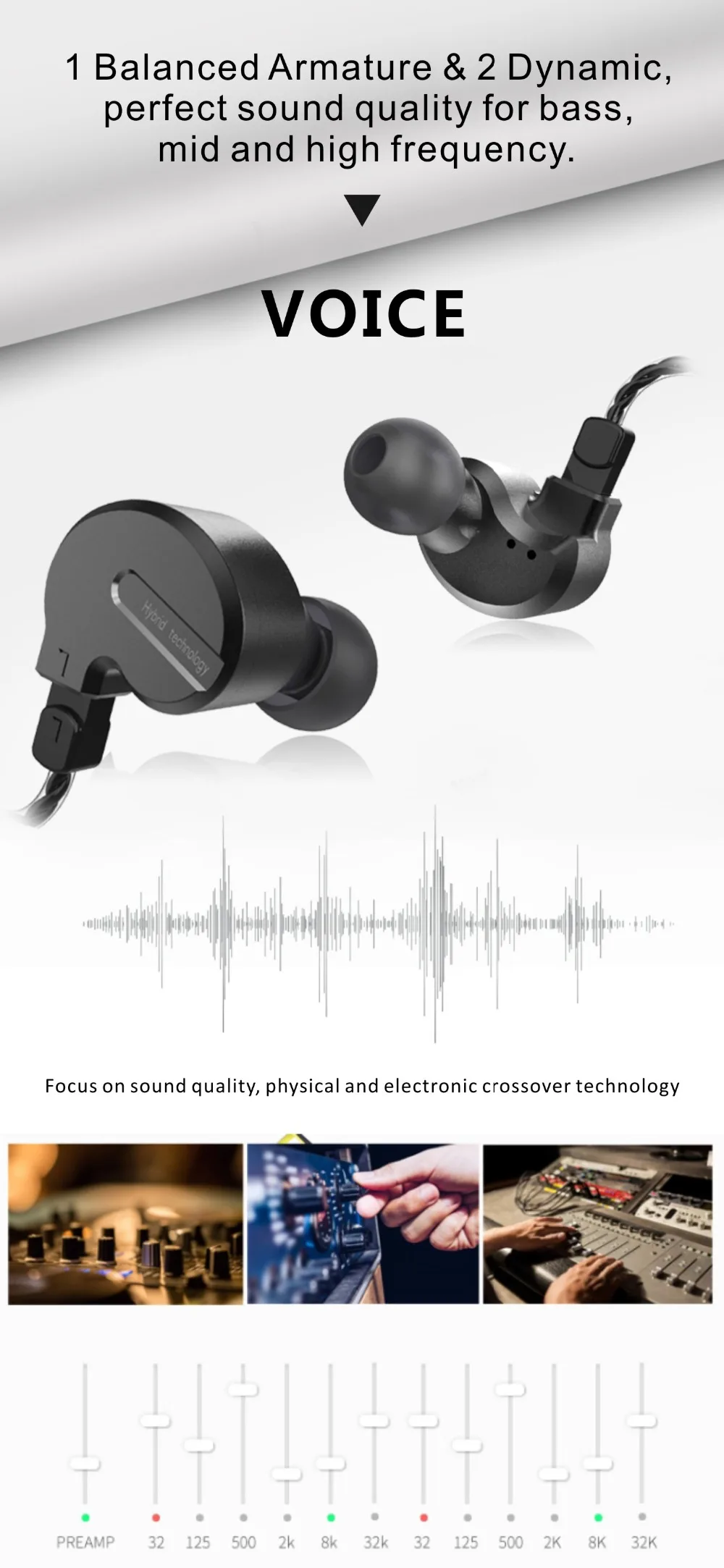 BQEYZ KB1 1BA+ 2DD Гибридный привод металлические наушники в ухо HIFI DJ Monito спортивные наушники ушные наушники гарнитура 2Pin съемная
