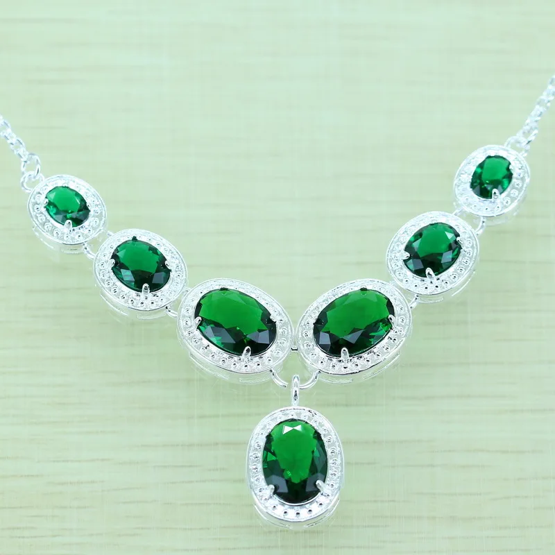 Женский комплект ювелирных изделий Reginababy серебряный цвет зеленый изумруд