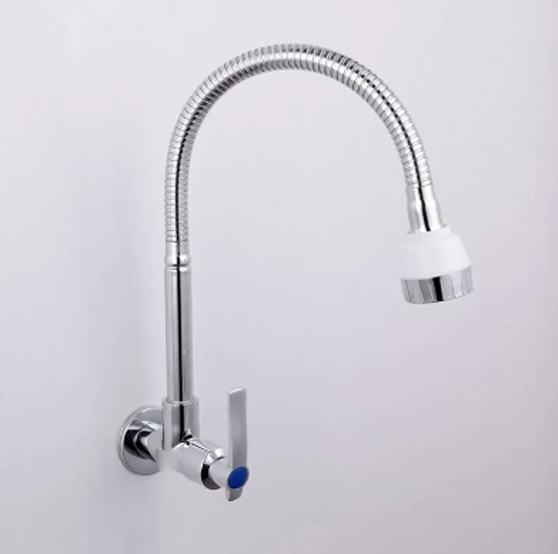 Твердая латунь 360° ° Поворотный кухонный смеситель настенный для кухонной мойки