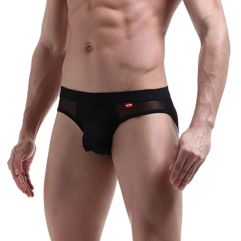 Мужские трусы стринги из нейлона AIIOU черные эротические Т-образной формы с