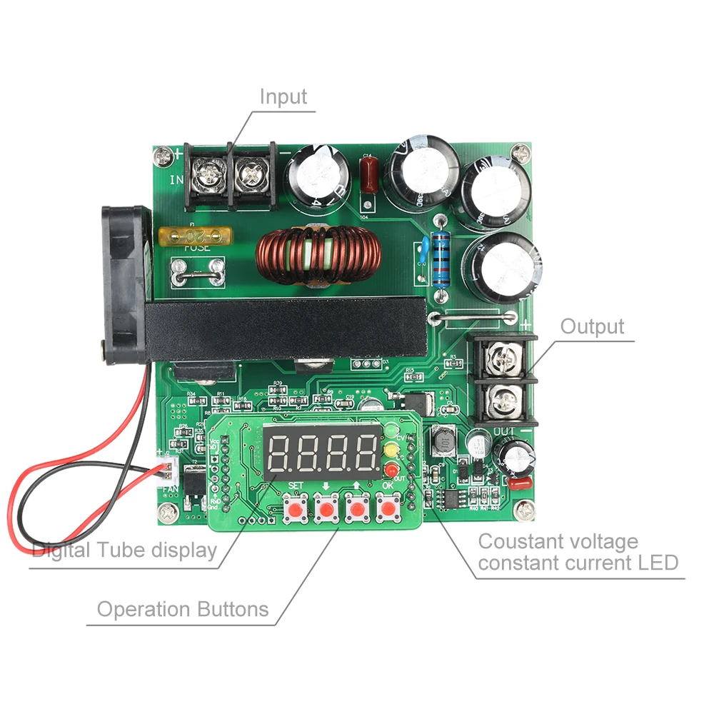 900 Вт Цифровой Управление DC-DC Boost модуль 0-15A в 8-60 V OUT 10-120 V Шаг-Up преобразователь Питание CC/CV светодиодный Дисплей