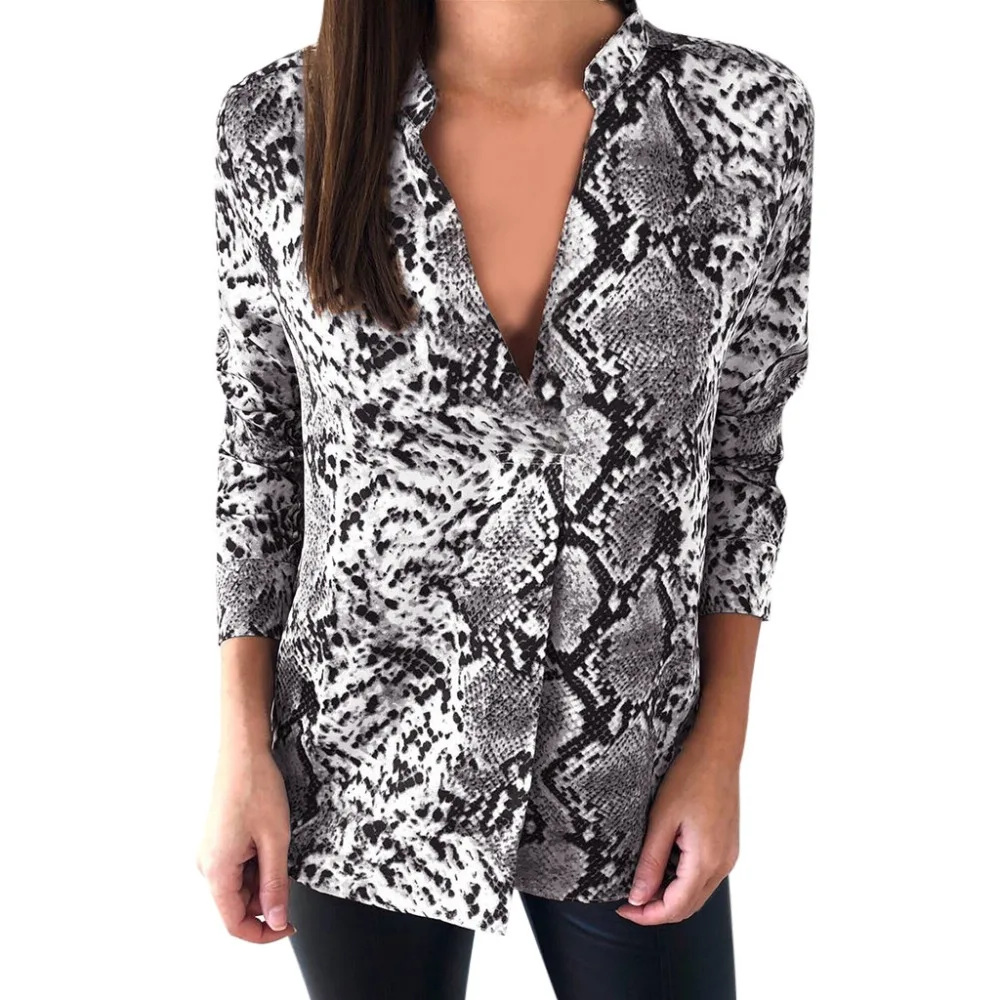 Тонкая винтажная блузка с леопардовым принтом женские рубашки в леопардовой