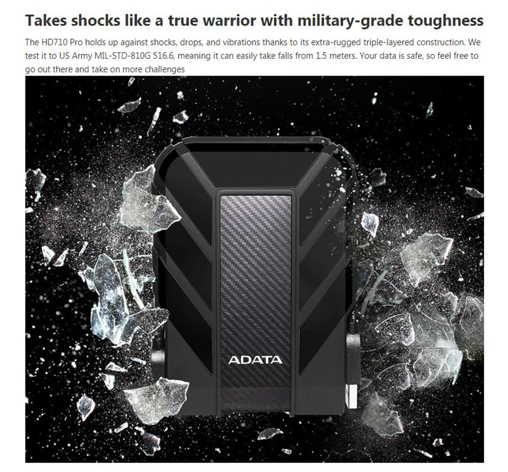 AData внешний жесткий диск 1 ТБ 2 ТБ HD710 Pro USB3.1 2,5-дюймовый Портативный жесткого диска военный стандарт противоударный IEC пыле Безразмерные;