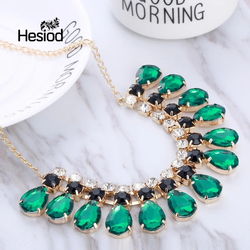 

Hesiod Brand Green Vintage Fashion High Quality Necklace Waterdrop Classic Chain Maxi Necklace Boho Jewelry Necklace for Women