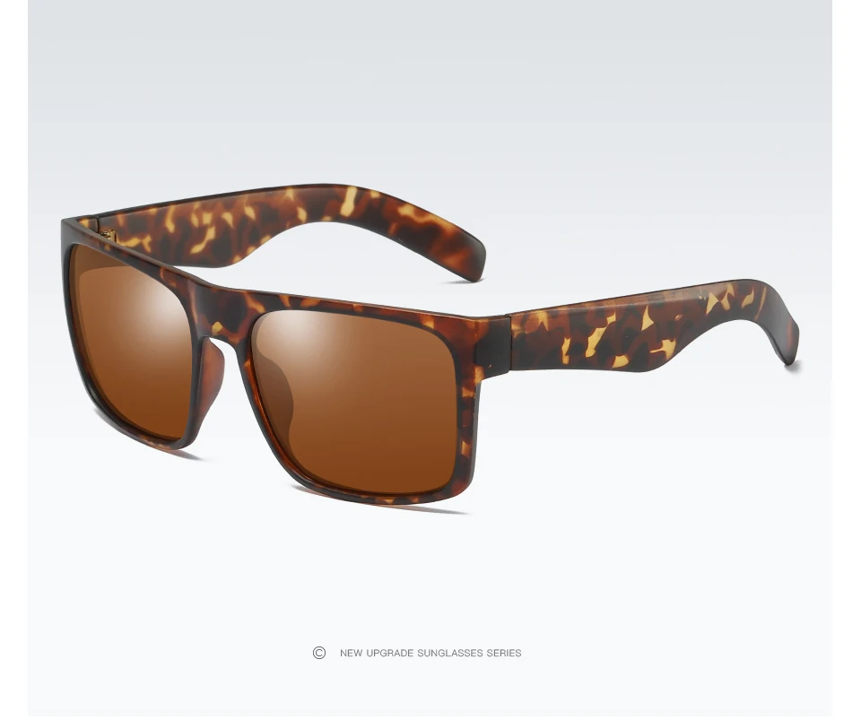 leopard brown ELITERA поляризованные Винтажные Солнцезащитные очки унисекс с широкой оправой, квадратные солнцезащитные очки, черные очки - Цвет линз: leopard brown