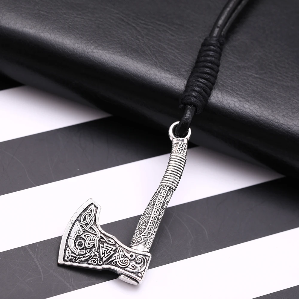 LIKGREAT Wicca топор кожаный браслет с подвеской в форме для мужчин Valknut ирландское Celtics