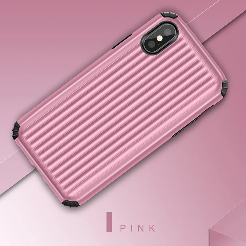Rheinruby Classic Luggage Case For iPhone X XS XR Max 7 8 Plus 6 6S 2 in 1 Double Protection Suitcase Phone Cover Coque |