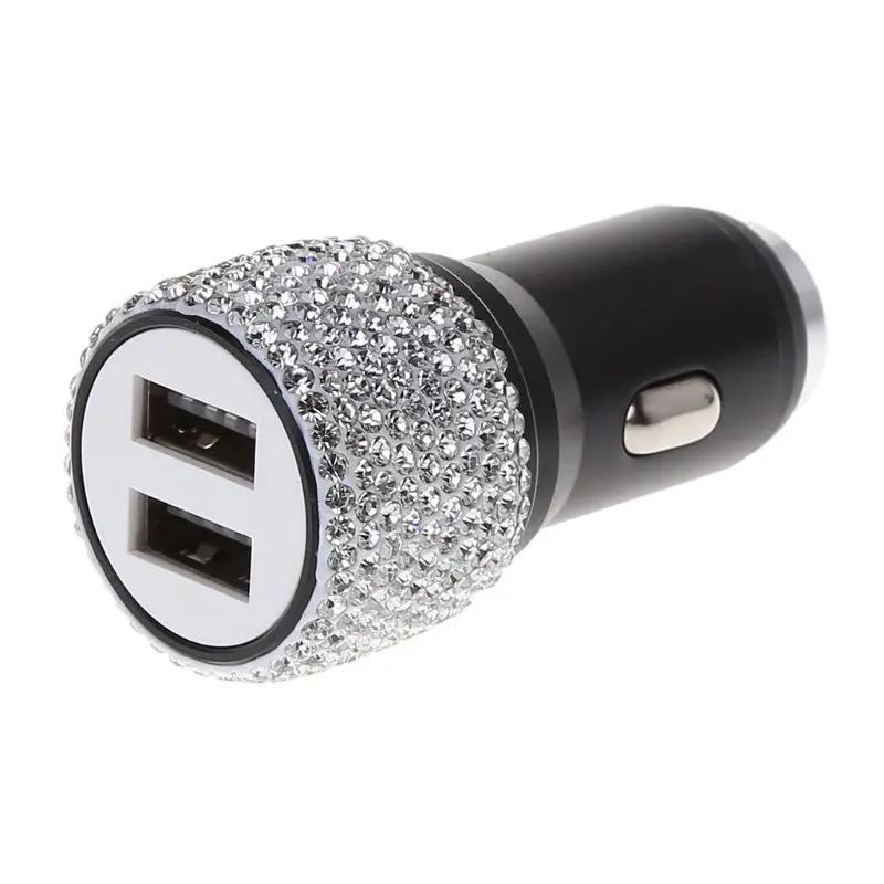 Двойной зарядное устройство USB Bling ручной работы, со стразами хрустальные Автомобильные украшения для быстрой зарядки автомобильных декоров#425