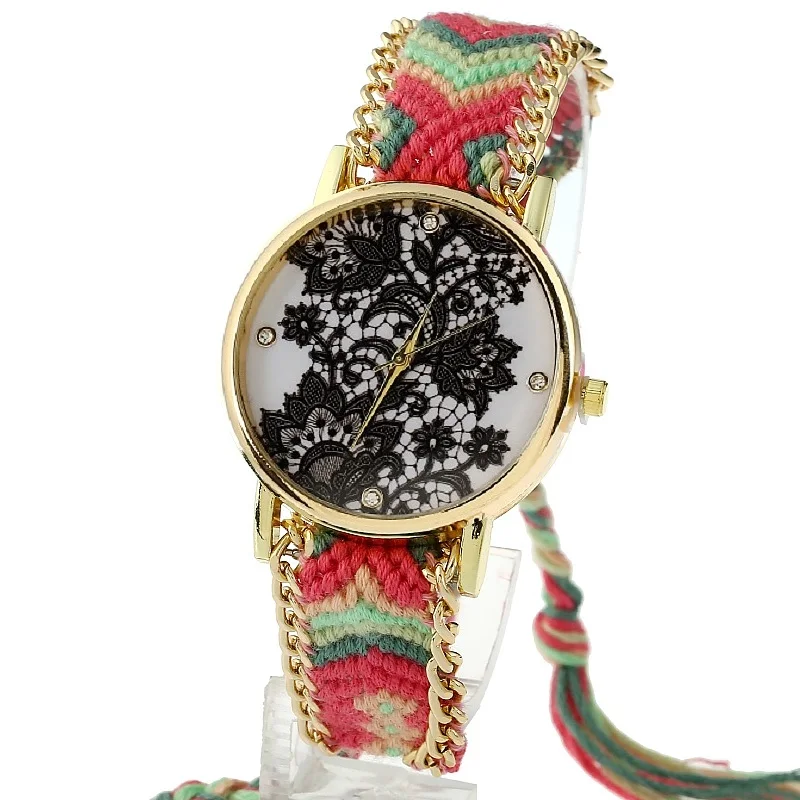 Женские часы Gnova с платиновым циферблатом этнические черные наручные в стиле