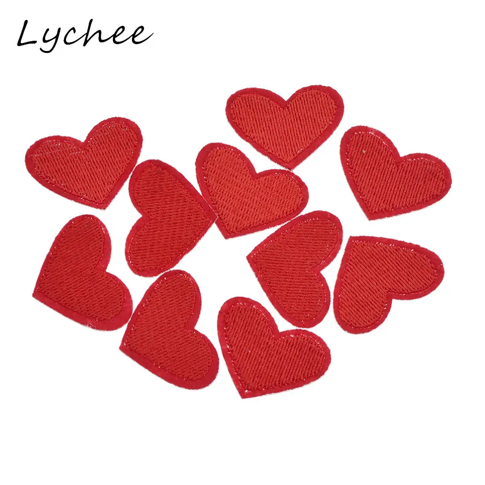 Lychee 10 шт. новинка вышивка красное сердце нашивка для школьных сумок джинсов