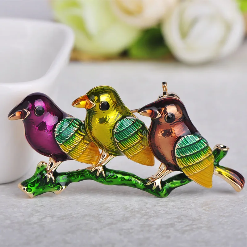 Брошь в форме милой птички Funmor эмалированная булавка животного для женщин и