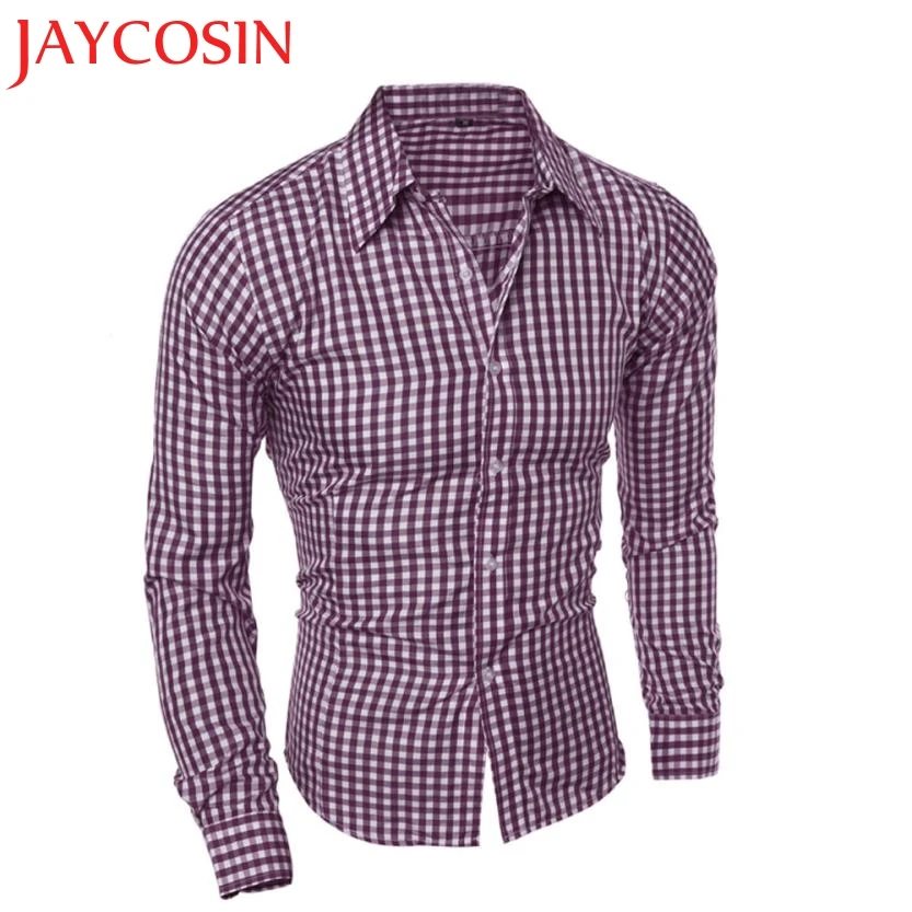 JAYCOSIN 2018 мужская осенне-зимняя клетчатая рубашка с длинными рукавами Топ Блузка