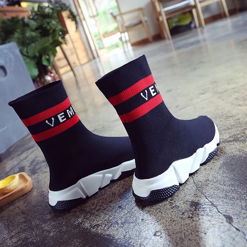 Женские ботинки-носки женская повседневная обувь на платформе женские вязаные