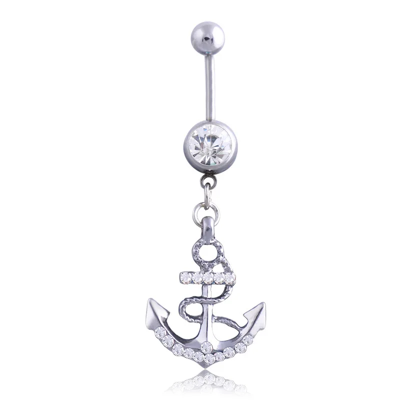 Крутой якорь подвеска серьги пупки из нержавеющей стали для живота мужские