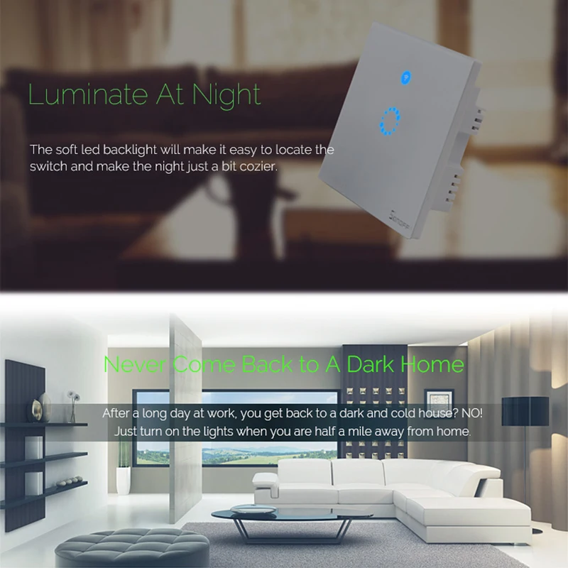 Sonoff T1 EU Smart Wifi настенный сенсорный выключатель света 1 банда 2 банды сенсорный/WiFi/433 RF/APP удаленный контроллер для умного дома работа с Alexa