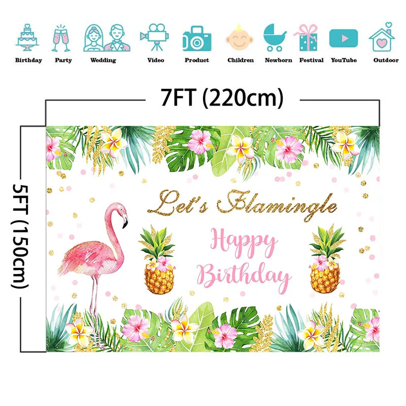 Neoback давайте Flamingle с днем рождения фон в виде ананасов или цветов фоны для