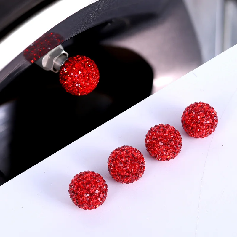 4pcs Red 4 шт./лот Bling Rhinestone Универсальный Автомобильный шинный воздушный клапан колпачки Кристалл бриллиант Сияющий пылезащитный клапан Стволовые колпачки автомобильные аксессуары - Цвет: 4pcs Red