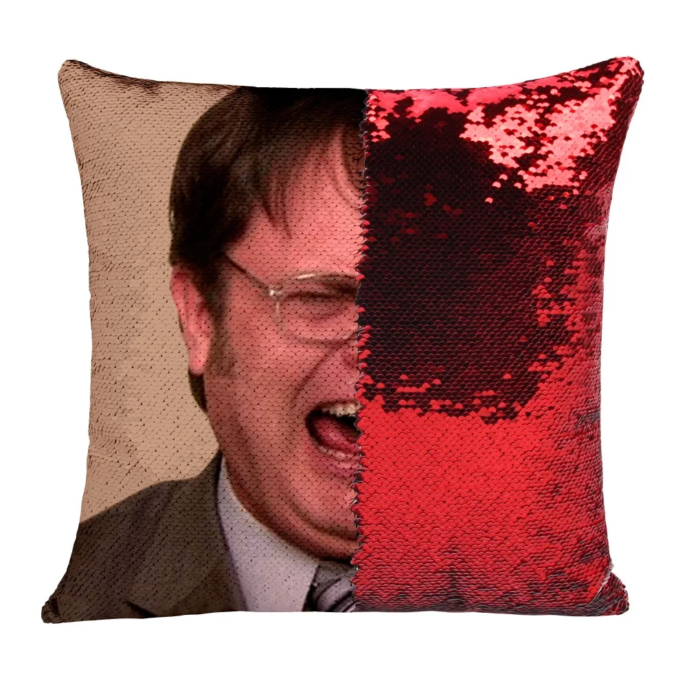 Dwight Schrute смеющаяся Подушка с блестками | Наволочка Двухцветная подушка Подарок