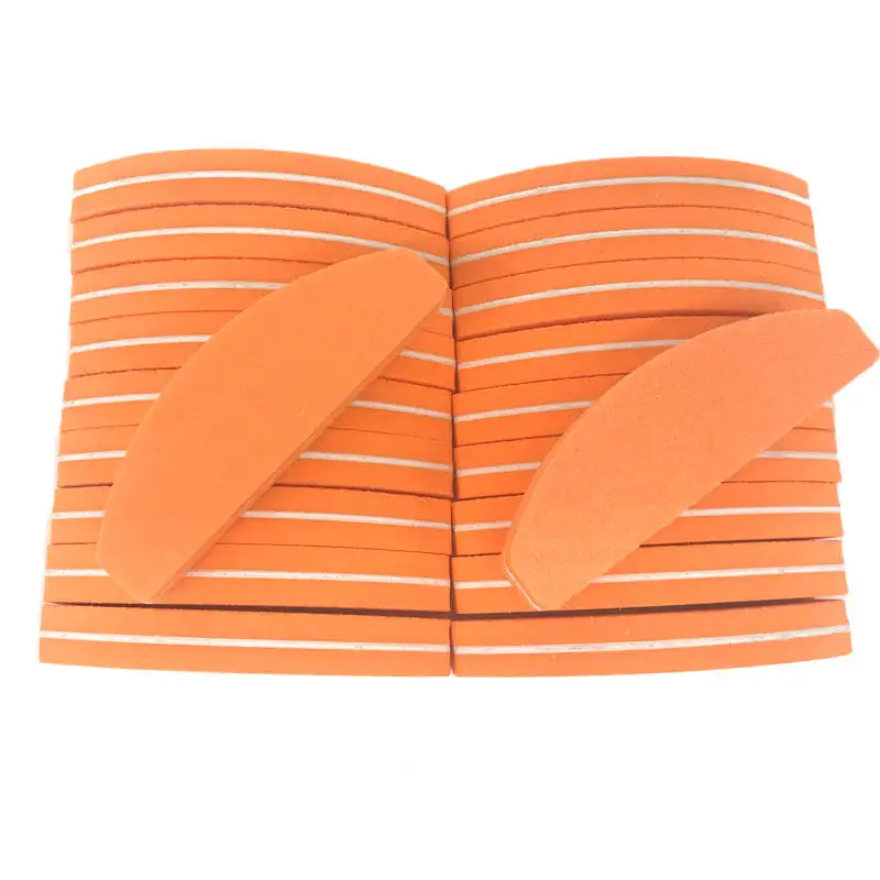Orange 20 шт губка пилочки для ногтей наждачная бумага пилочки для ногтей Moon Design 100/180 шлифовальная пена Наждачная доска полировщик буфер Lime Ongle - Цвет: Orange