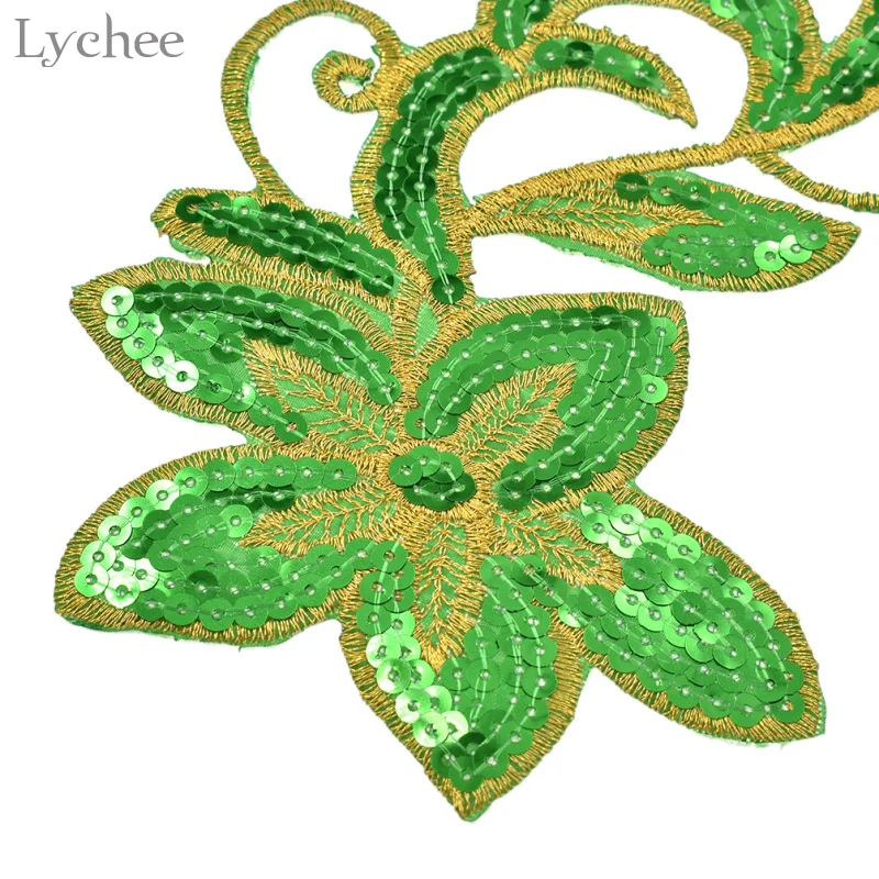 Lychee Life 1 пара нашивок с блестками и вышивкой цветок нашивка для одежды аппликация