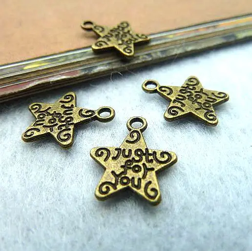 

120pcs 12*14mm just for you star pendant Wholesale DIY jelwellery accessories vintage wedding valentine handmade ancient bronze