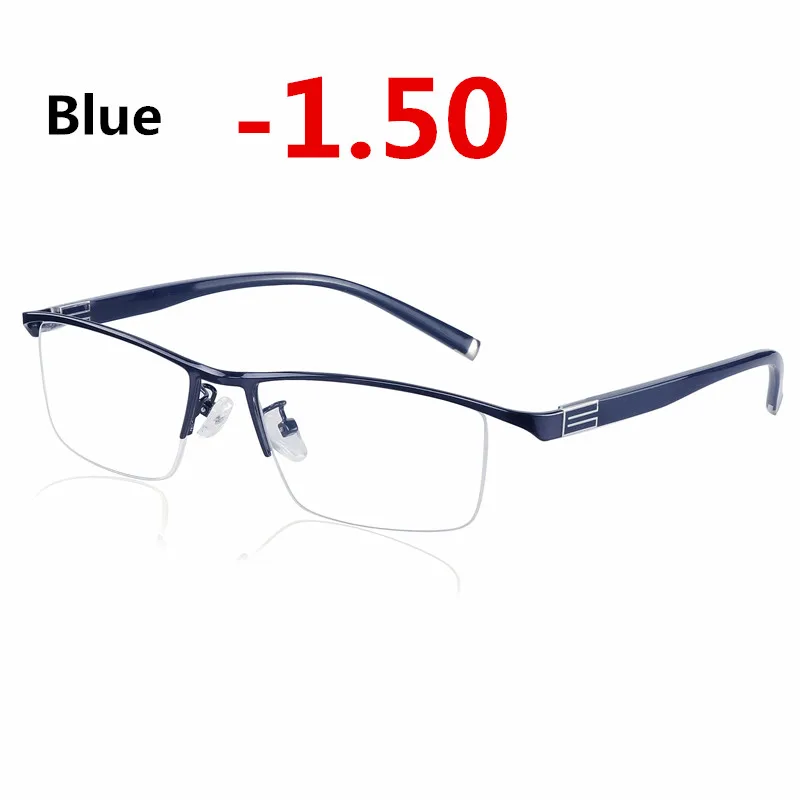 Blue -1.50 Титановый сплав солнцезащитные фотохромные очки для близорукости оптические мужские очки по назначению очки оправа Половина обода очки с диоптриями очки-1-2-3-4 - Цвет оправы: Blue -1.50