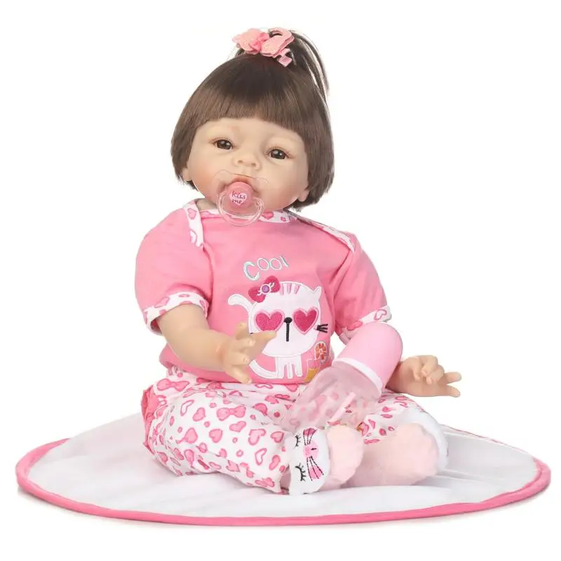 

22inch Soft Silicone Reborn Doll Handmade Fashion Toddler Lovely Baby Girl Gifts Bebe Bonecas Children Toys Bebe Reborn Doll