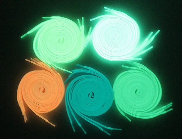 5 pairs luminous shoelace glow in the dark colors Athletic flat shoe laces 120cm Night Running Party Club Highlight | Обувь