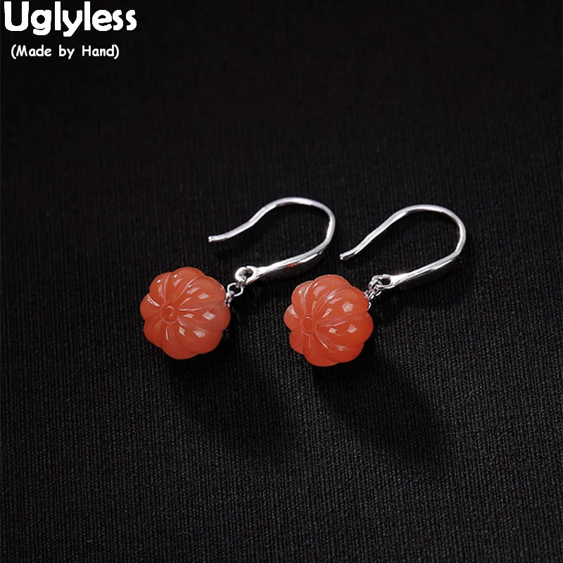 Серьги Тыква ручного изготовления женские серьги из натурального агата 100%