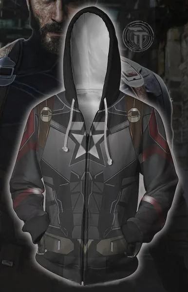 Мстители 4 Endgame 3D принт Капитан Америка Косплей Костюм Толстовка с капюшоном