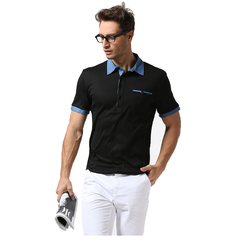 2019 модная брендовая мужская рубашка поло однотонная приталенная с коротким