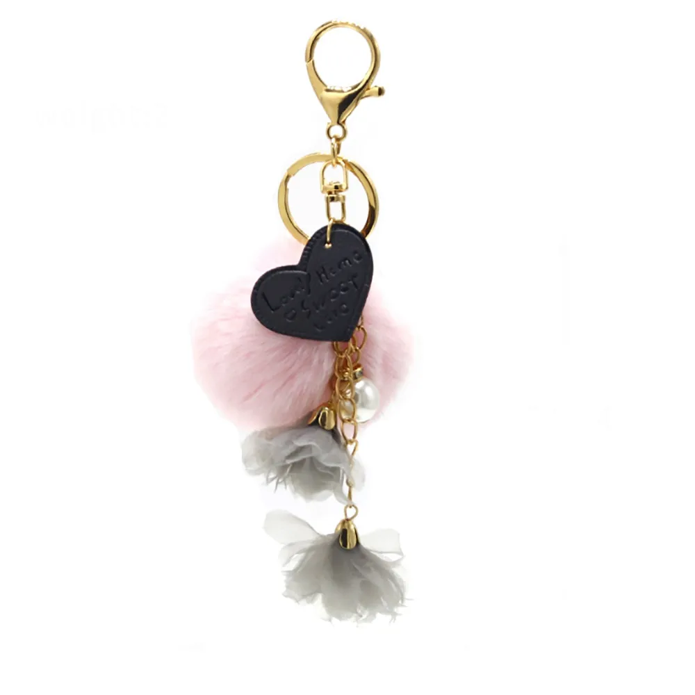 Брелок для сумки с кисточками в форме сердца плюшевый брелок ключей|Брелоки| |