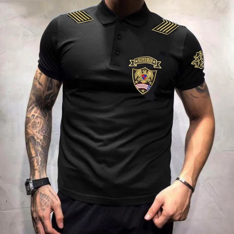 Вышивка в виде орла поло Для мужчин размера плюс 5XL 6XL 7XL 8XL бюст 155 см короткая