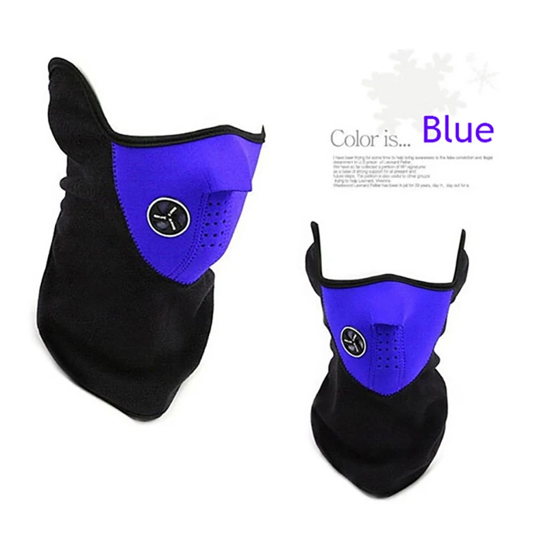 Blue Теплая маска, Зимняя Теплая Флисовая Балаклава, катание на лыжах, полумаска для лица, уличная спортивная ветрозащитная защита шарф для шеи, головной убор - Цвет: Blue