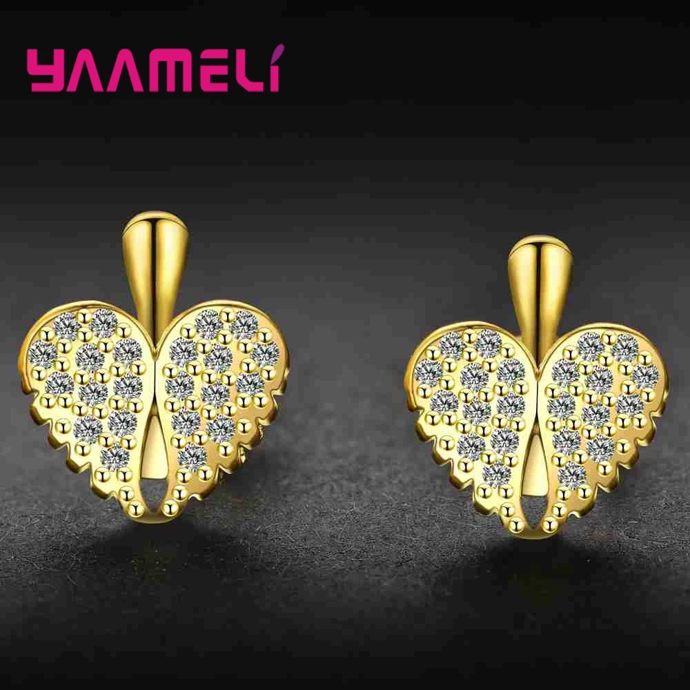 

Romantic Lovely Heart Shape Design 925 Sterling Silver Bright Cubic Zirconia For Women Ladies Earrings Stud Jewelry Gift
