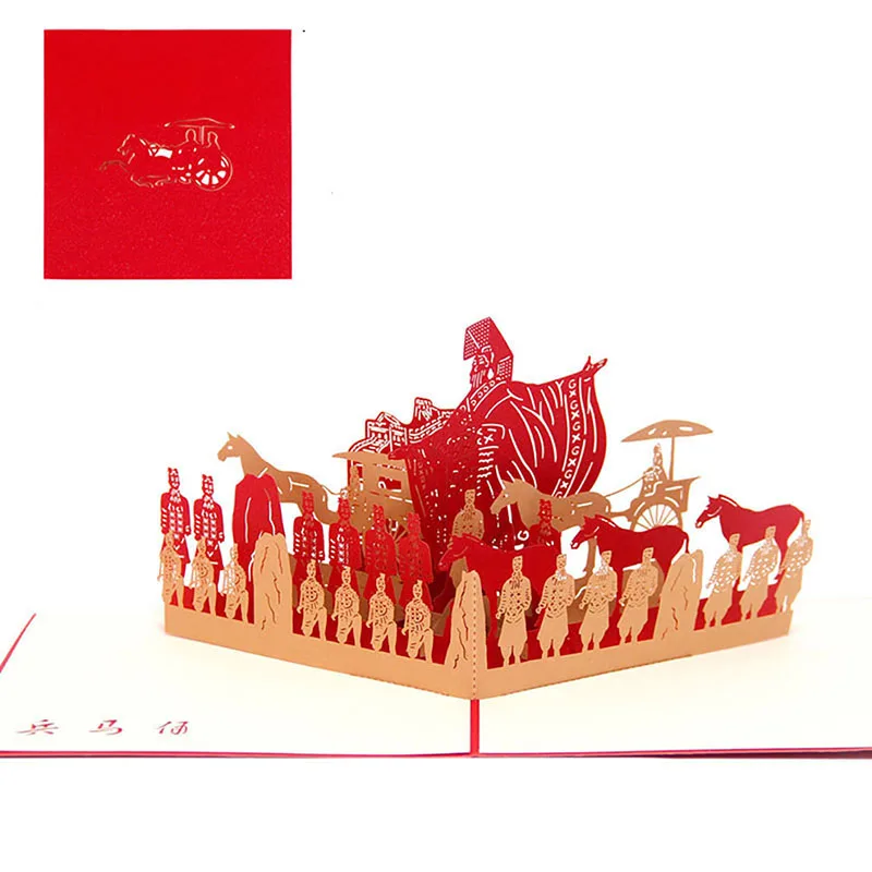 Открытки ручной работы чудеса мира Terra Cotta Warriors бумажные Пригласительные
