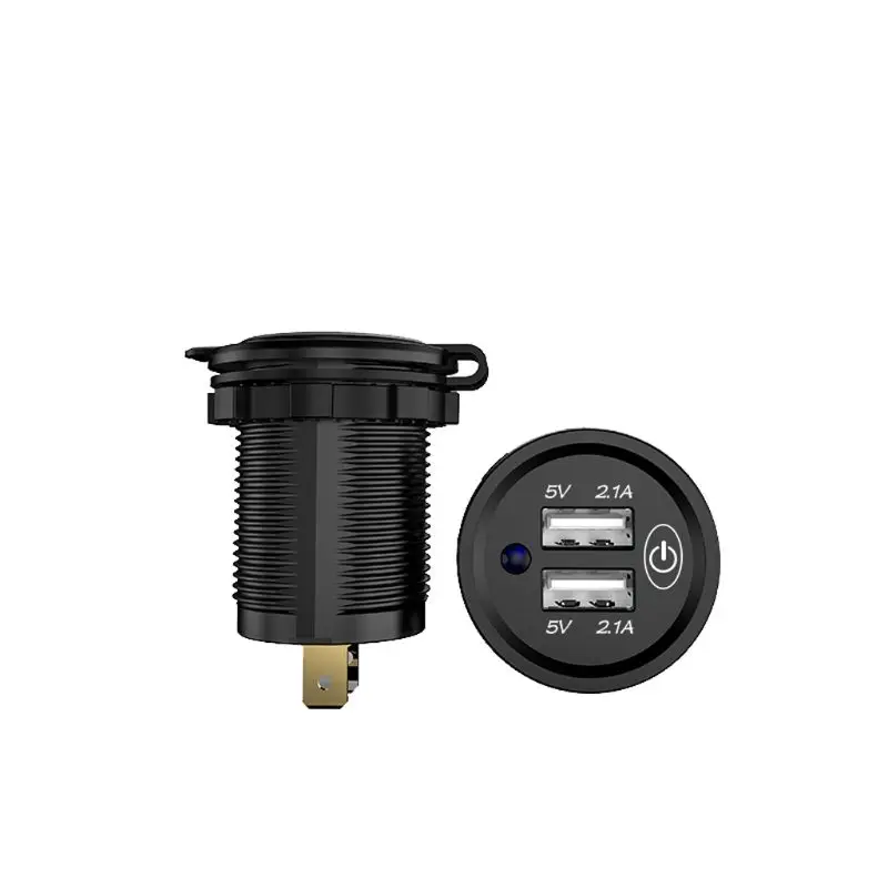 Универсальный 12 V-24 V светодиодный автомобиля мотоцикла лодка 2.1A Dual USB Зарядное устройство гнездо адаптера питания розетка с сенсорным переключателем для мобильного телефона